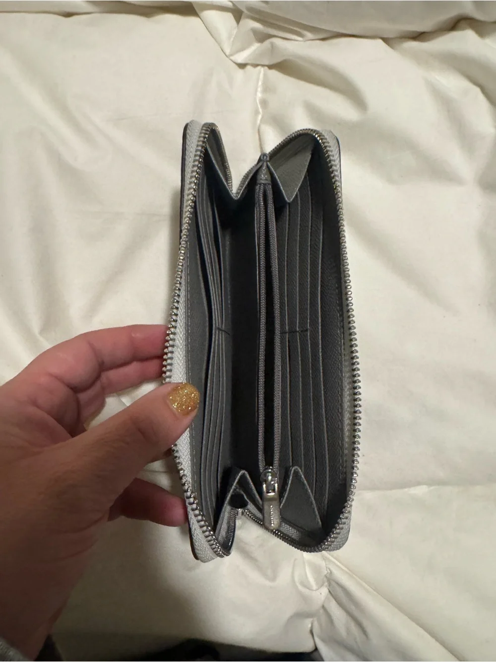 Coach Silver Saffiano Zip Wallet - Picture 3 of 4